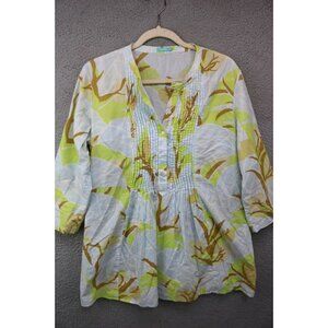 J.McLauglin 3/4 Roll Tab Sleeve Pin-Tuck Tunic-Size Medium